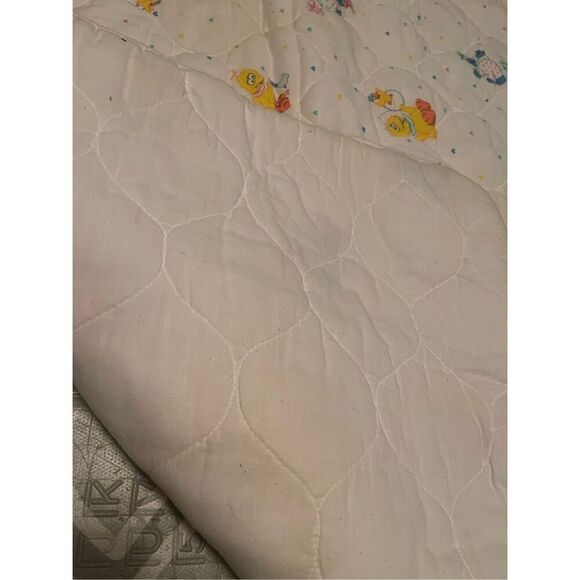Vintage Sesame Street Cookie Monster & Big Bird  Baby Quilted Padded Crib Blanke - Picture 4 of 4